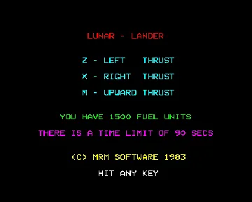 Lunar Lander (1983)(MRM)[h TSTH] screen shot title